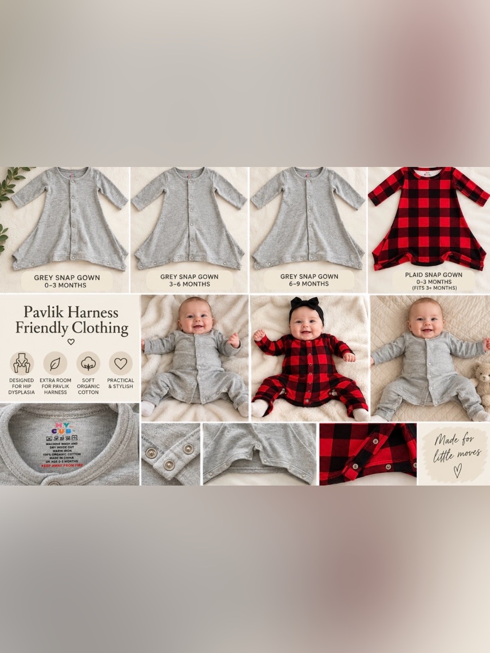 👶Pavlik Harness Baby Clothing Bundle | 0-9M | 5pc | Hip Dysplasia